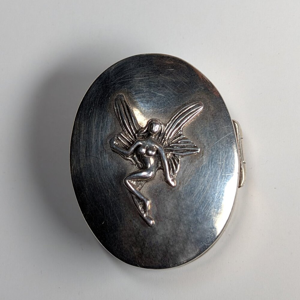 Sterling Silver Fairy pill box or trinket Box - Picture 1 of 14